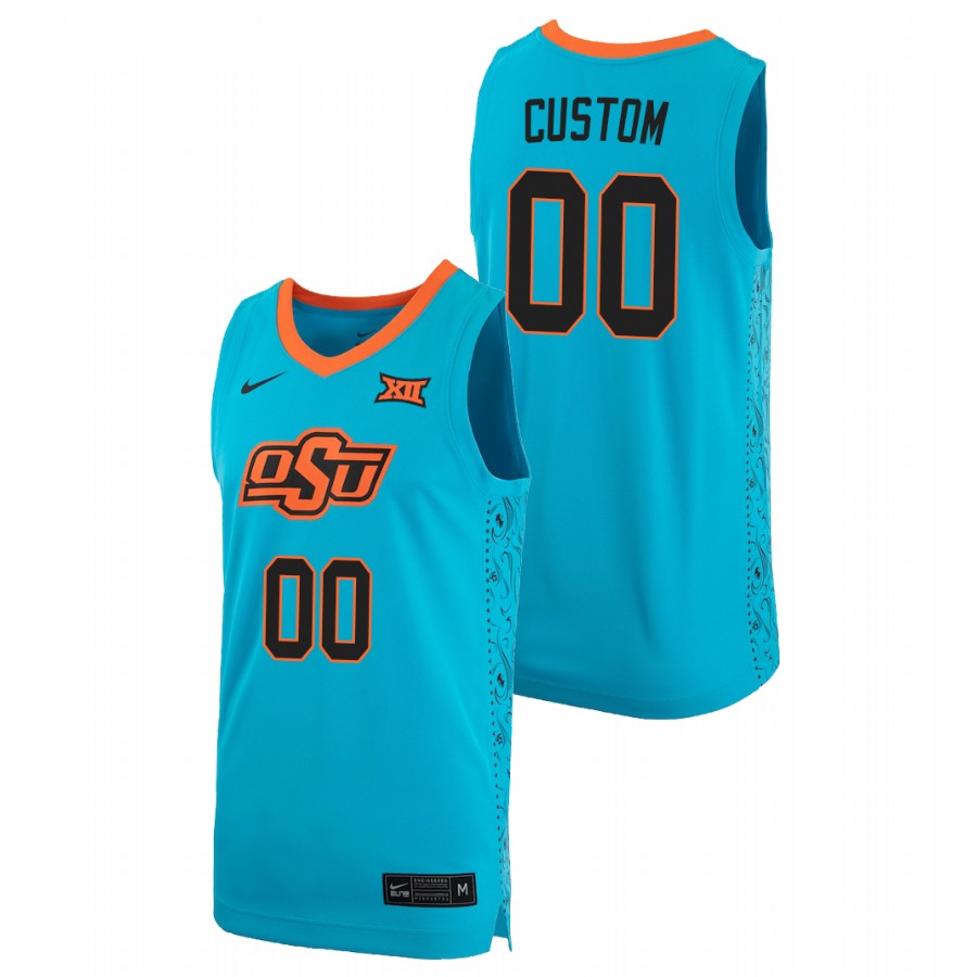 men's oklahoma state cowboys custom 2021 alternate replica basketball turquoise jersey
