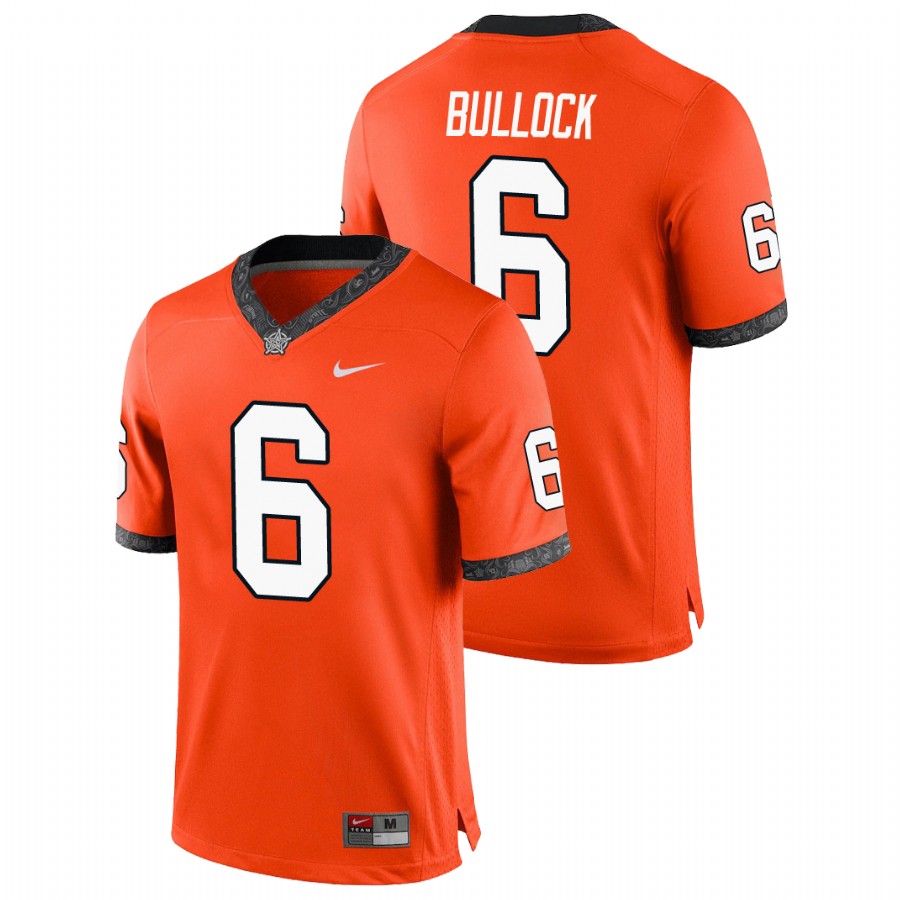 men's oklahoma state cowboys ethan bullock orange college football game jersey