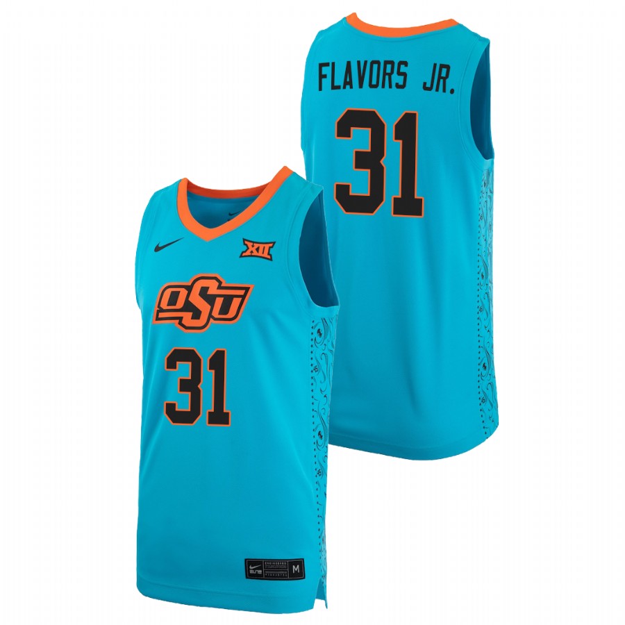 men's oklahoma state cowboys ferron flavors jr. 2021 alternate replica basketball turquoise jersey
