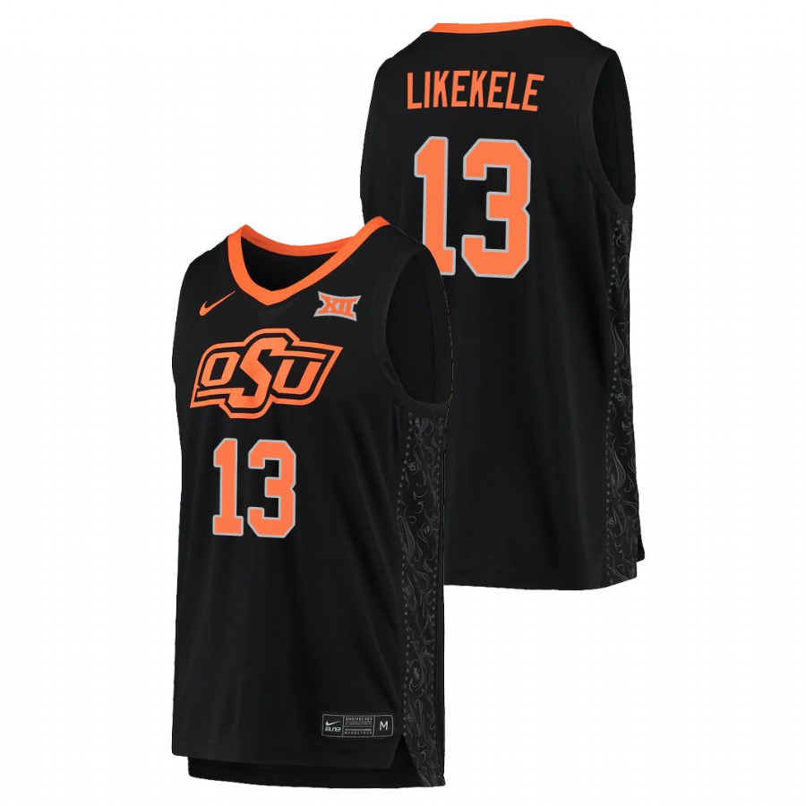 men's oklahoma state cowboys isaac likekele 2021 replica college basketball black jersey