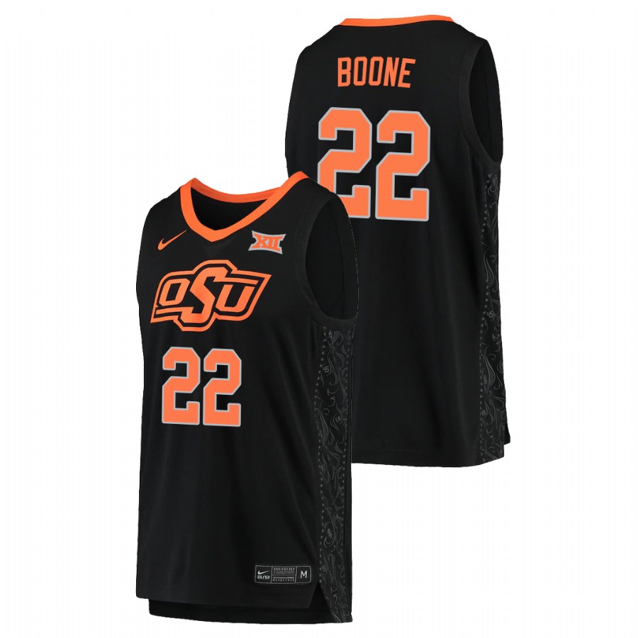 men's oklahoma state cowboys kalib boone 2021 replica college basketball black jersey