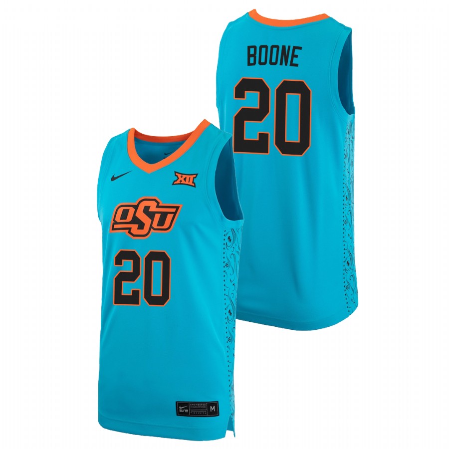 men's oklahoma state cowboys keylan boone 2021 alternate replica basketball turquoise jersey