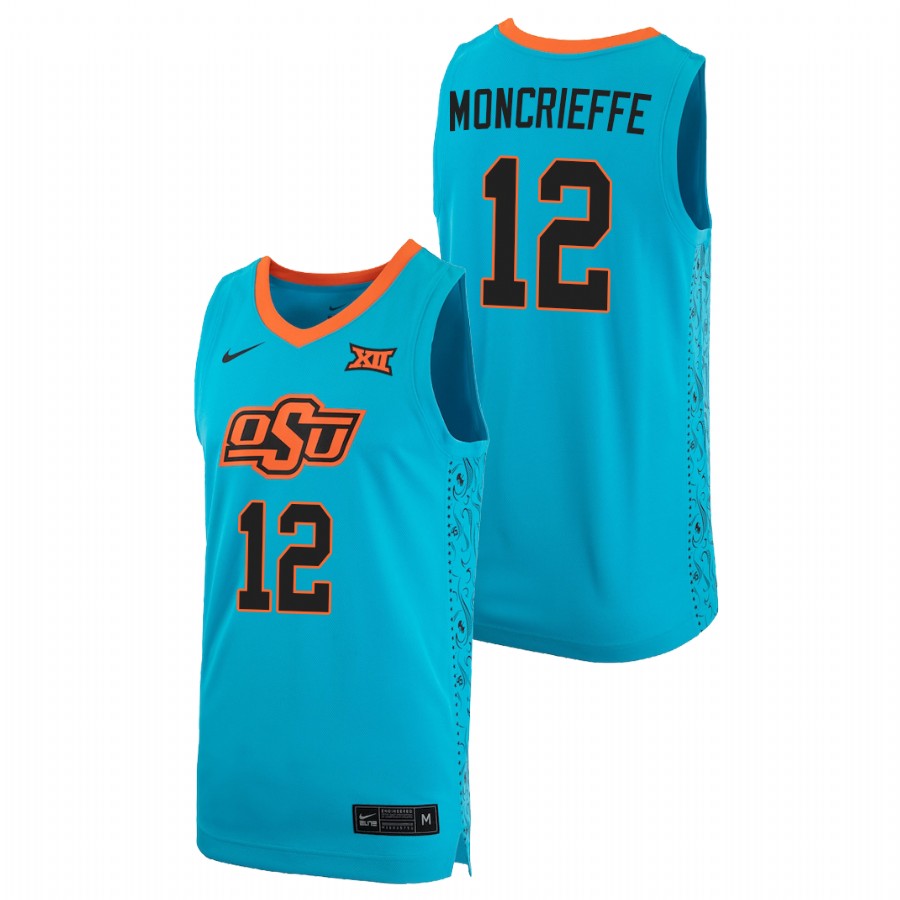 men's oklahoma state cowboys matthew alexander moncrieffe 2021 alternate replica basketball turquoise jersey