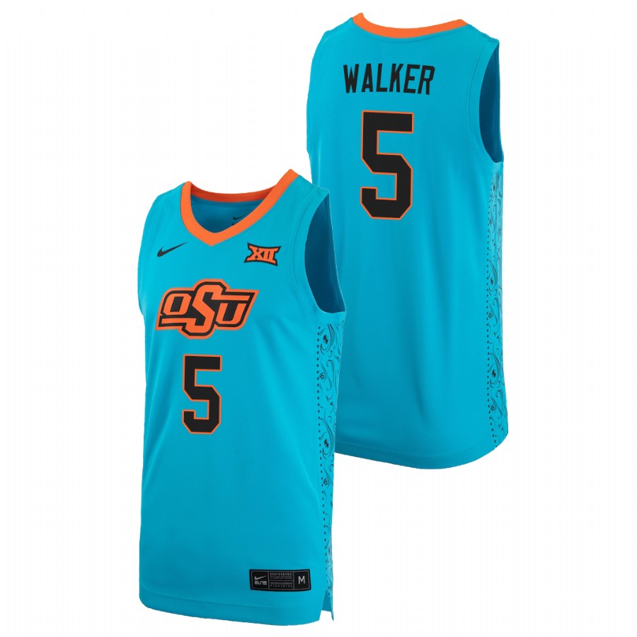 men's oklahoma state cowboys rondel walker 2021 alternate replica basketball turquoise jersey