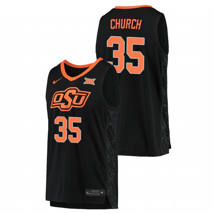 men's oklahoma state cowboys weston church 2021 replica college basketball black jersey