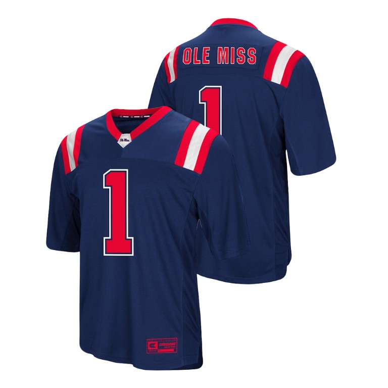men's ole miss rebels 1 navy foos ball football colosseum jersey