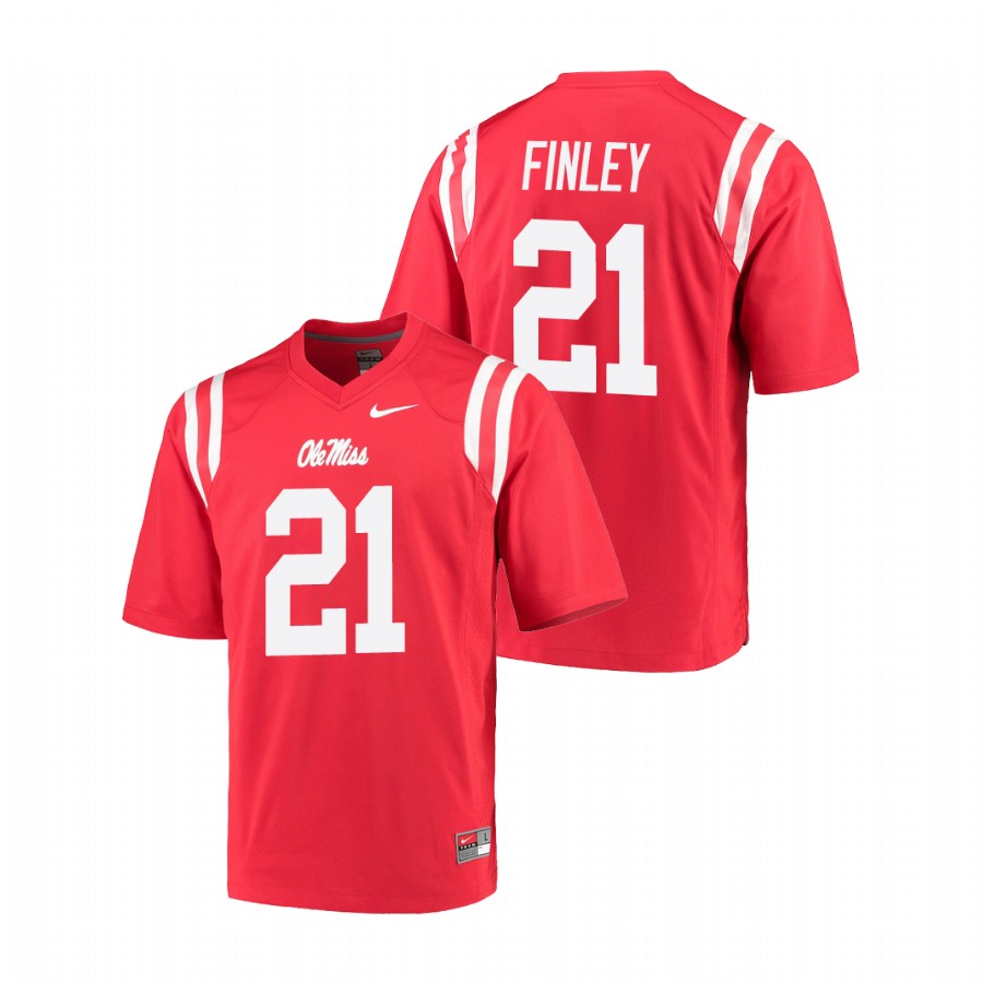 men's ole miss rebels a.j. finley red college football game jersey