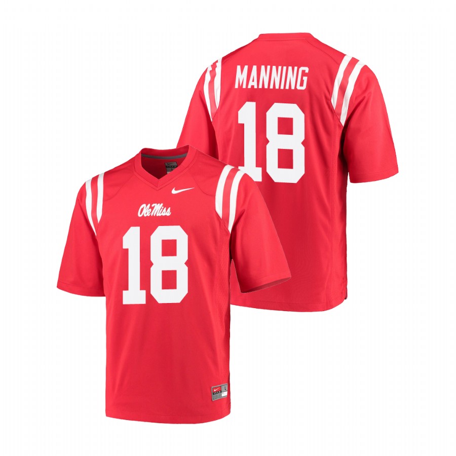 men's ole miss rebels archie manning red college football game jersey