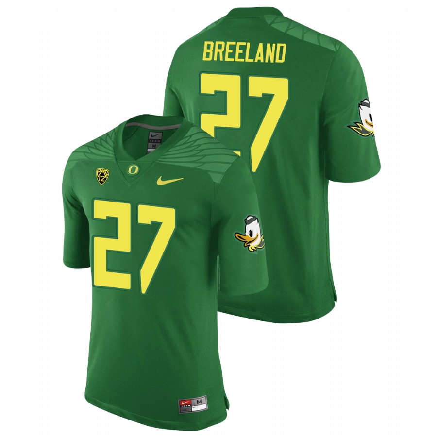 men's oregon ducks jacob breeland green replica game football jersey