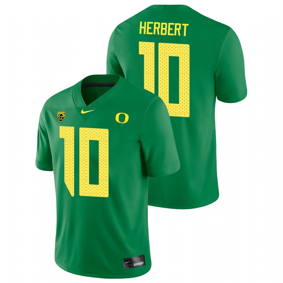 men's oregon ducks justin herbert green college football game jersey