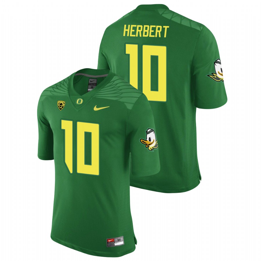 men's oregon ducks justin herbert green replica game football jersey