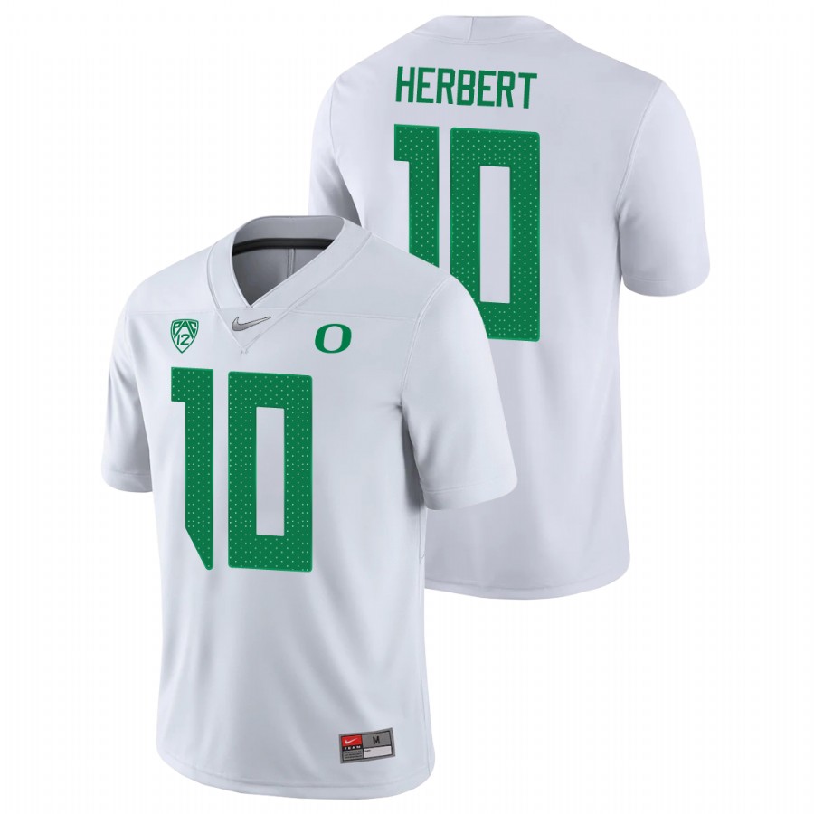 men's oregon ducks justin herbert white game college football jersey 0a