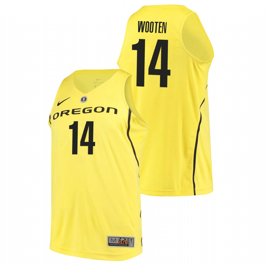 men's oregon ducks kenny wooten yellow authentic college basketball jersey