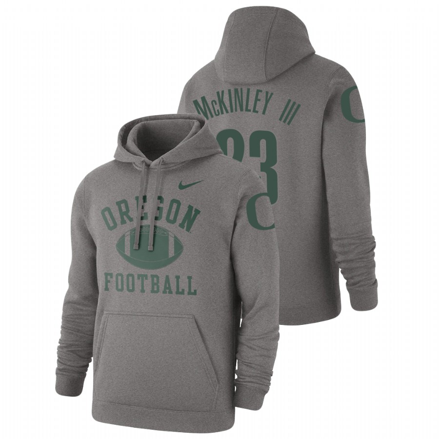 men's oregon ducks verone mckinley iii pullover heathered gray retro football hoodie