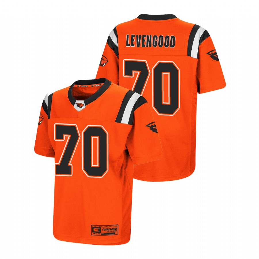 men's oregon state beavers jake levengood orange replica college football jersey