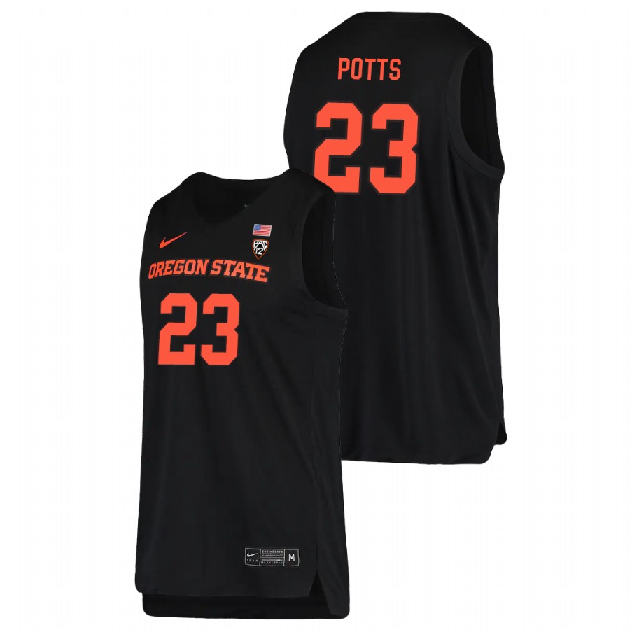 men's oregon state beavers joey potts 2021 replica college basketball black jersey