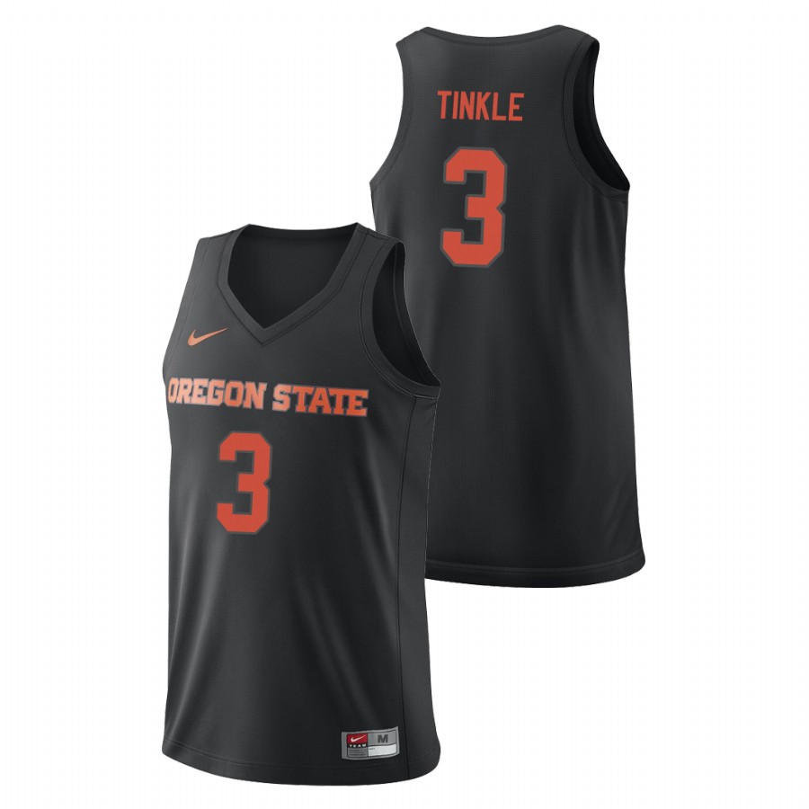 men's oregon state beavers tres tinkle black replica college basketball jersey