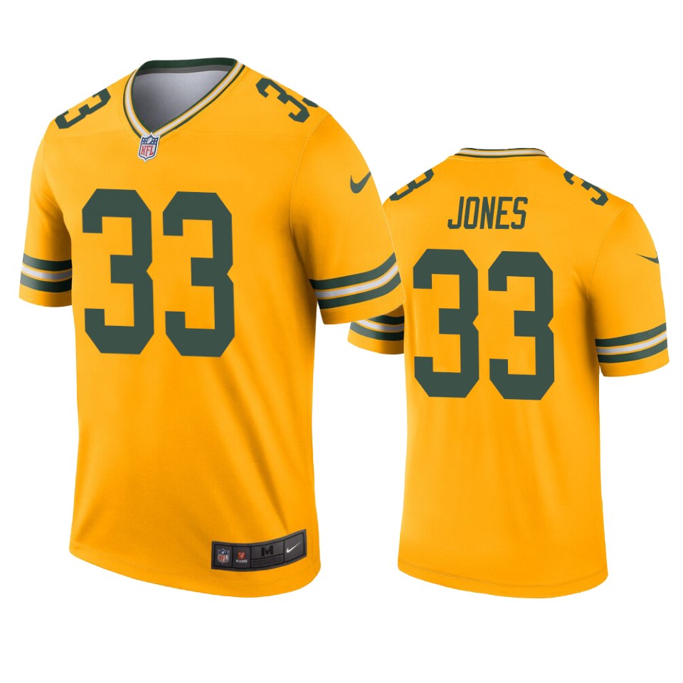 men's packers aaron jones gold inverted legend jersey