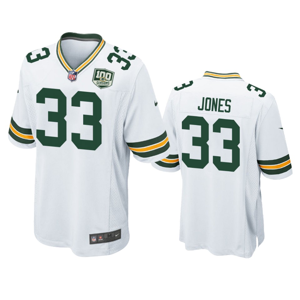 men's packers aaron jones white 100 seasons game jersey