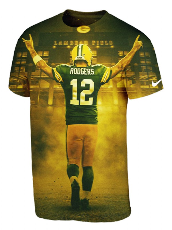 men's packers aaron rodgers 3d printed black player graphic t shirt