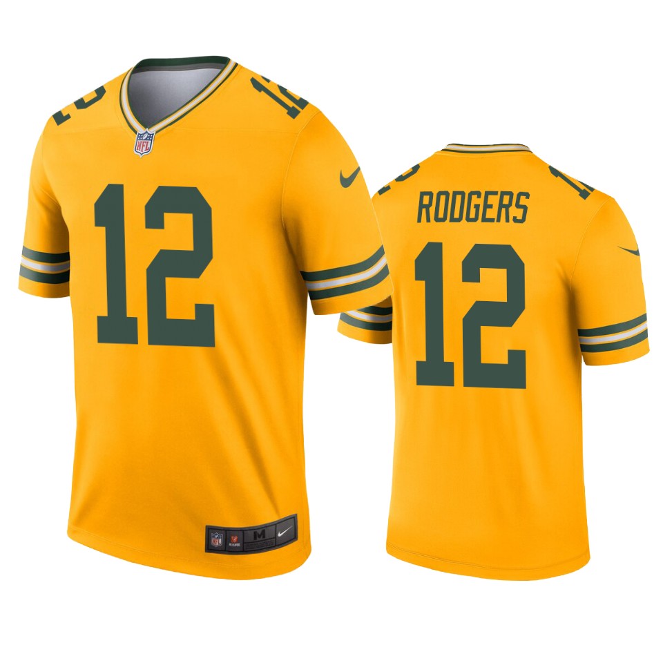 men's packers aaron rodgers gold inverted legend jersey