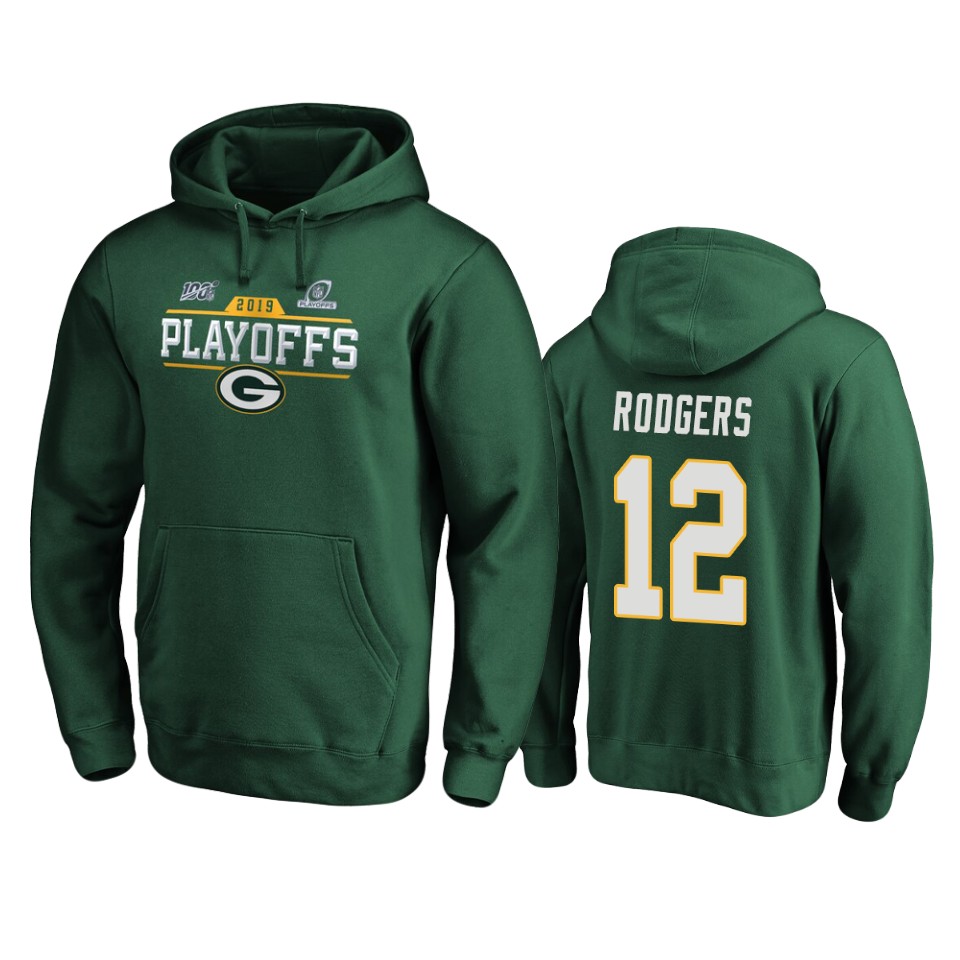 men's packers aaron rodgers green 2019 nfl playoffs chip shot pullover hoodie