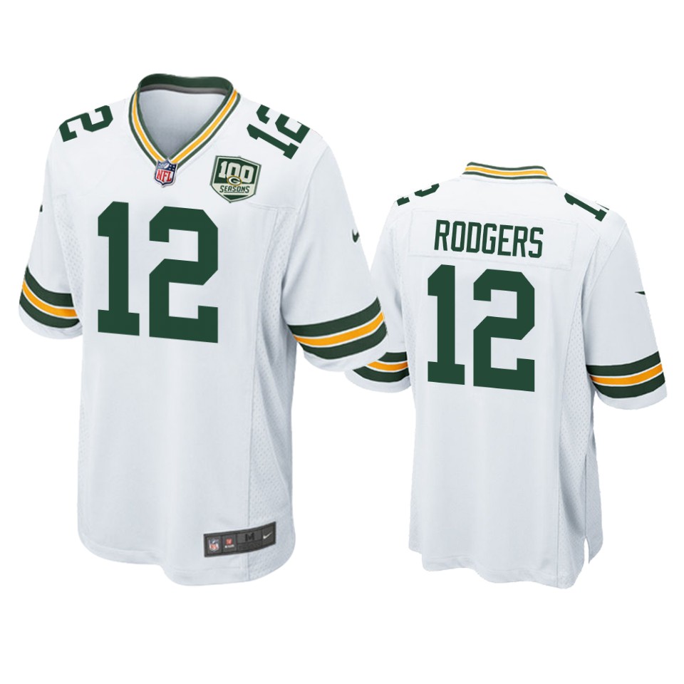 men's packers aaron rodgers white 100 seasons game jersey