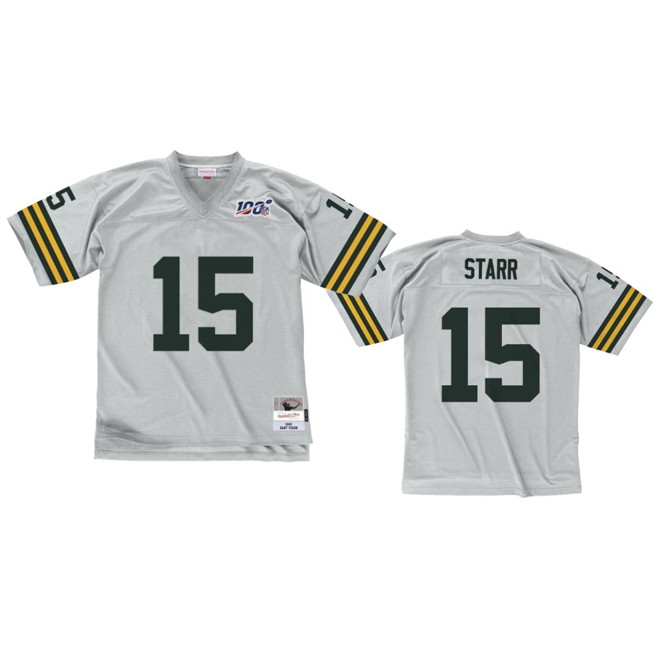 men's packers bart starr platinum legacy nfl 100 jersey