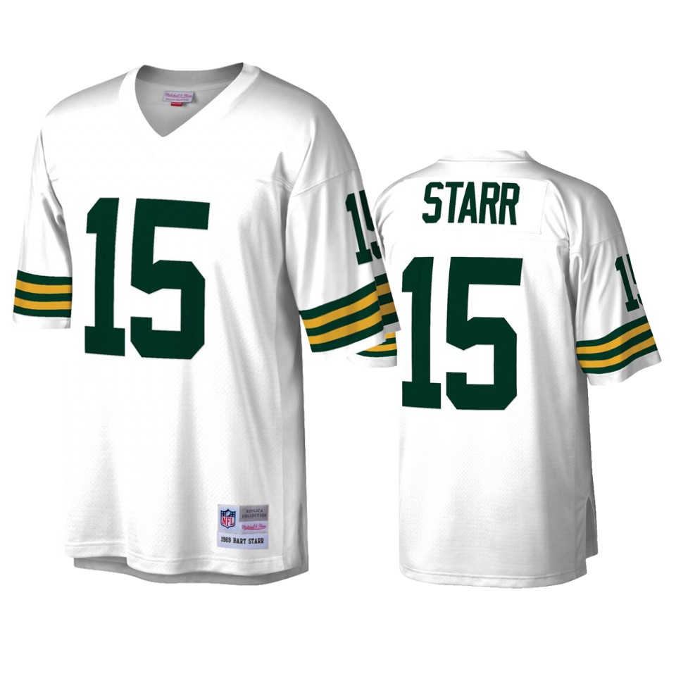 men's packers bart starr white legacy replica jersey 0a
