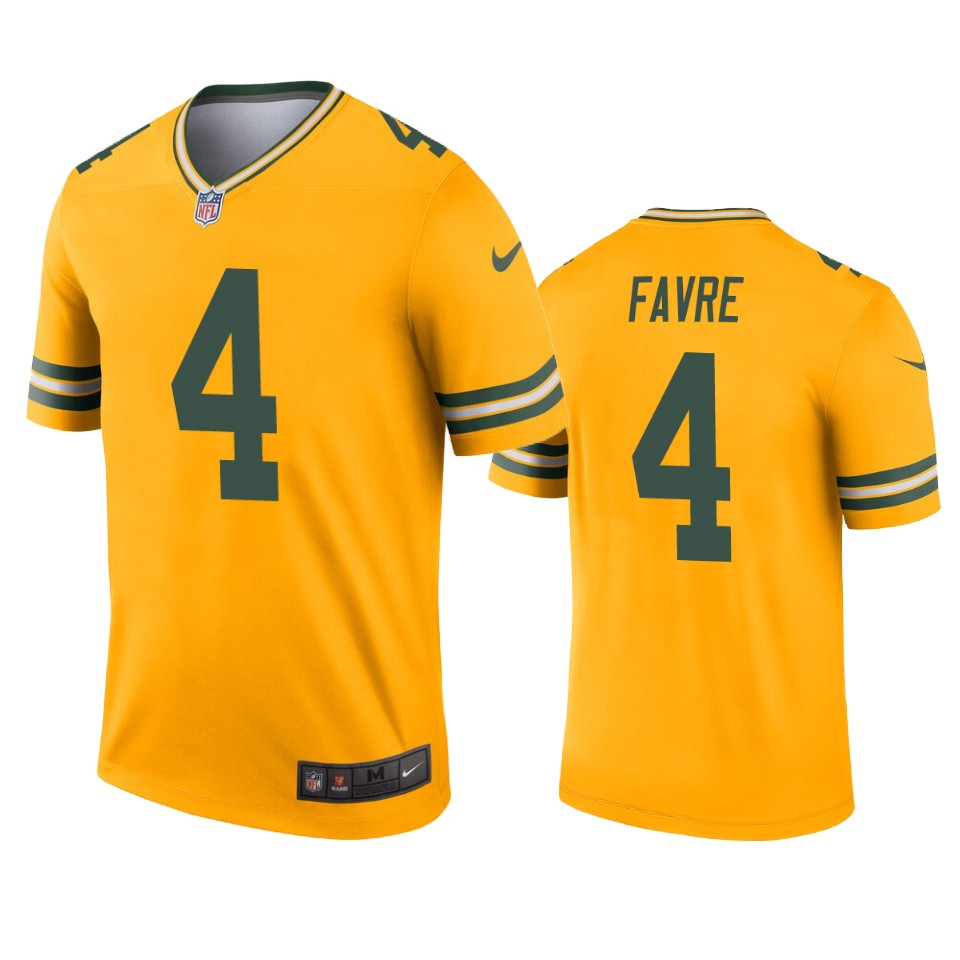 men's packers brett favre gold inverted legend jersey