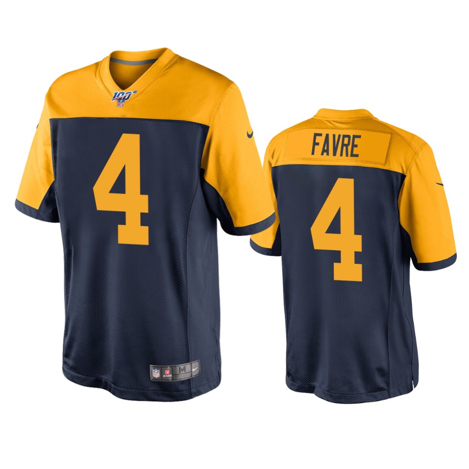 men's packers brett favre navy 100th season throwback jersey