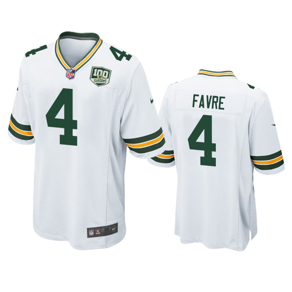 men's packers brett favre white 100 seasons game jersey