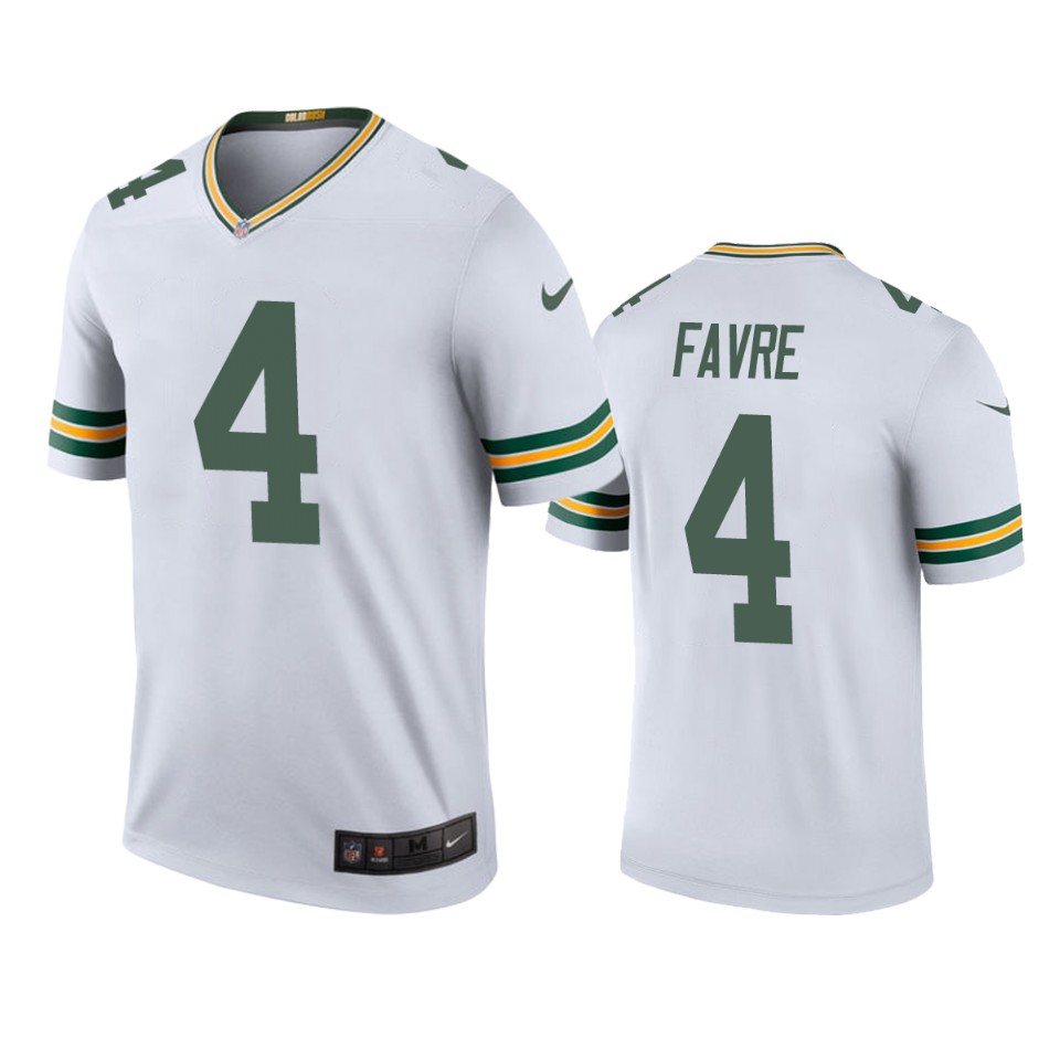 men's packers brett favre white color rush legend jersey