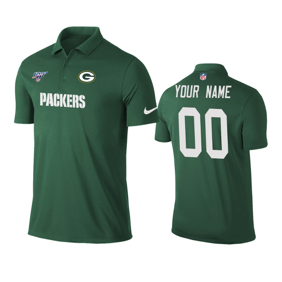 men's packers custom green 100th season polo