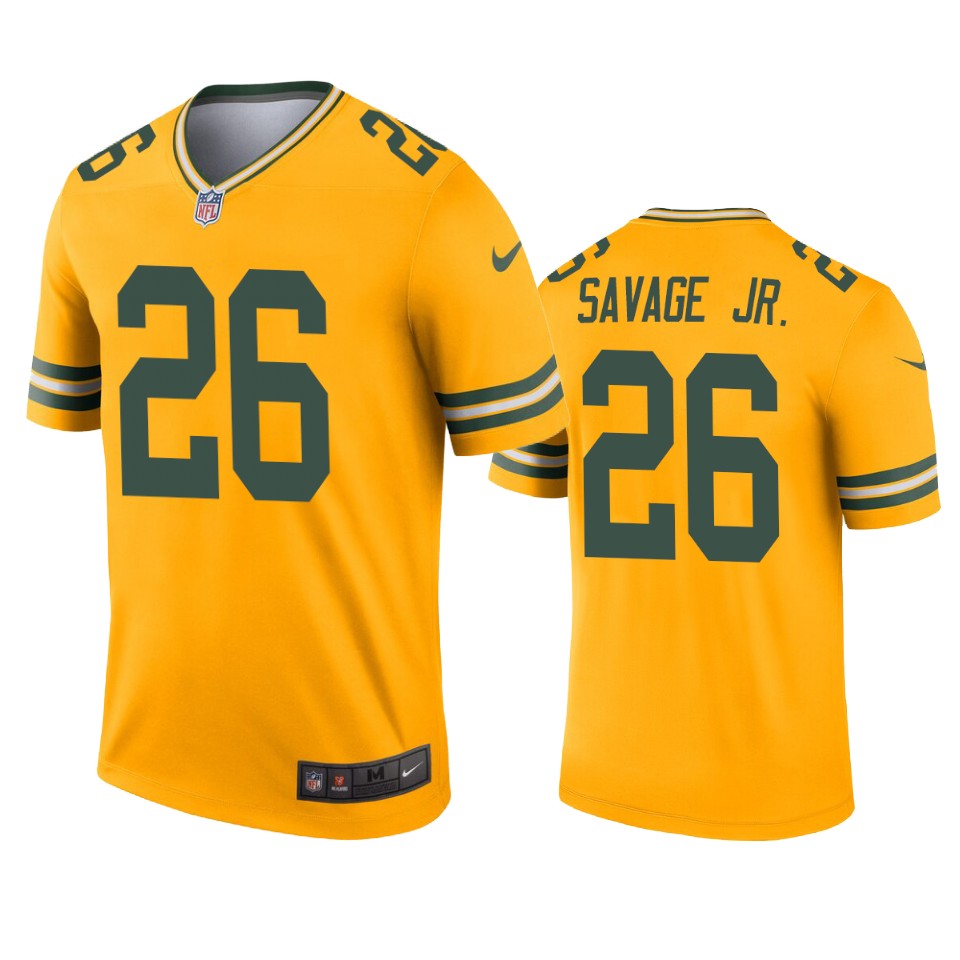 men's packers darnell savage jr. gold inverted legend jersey
