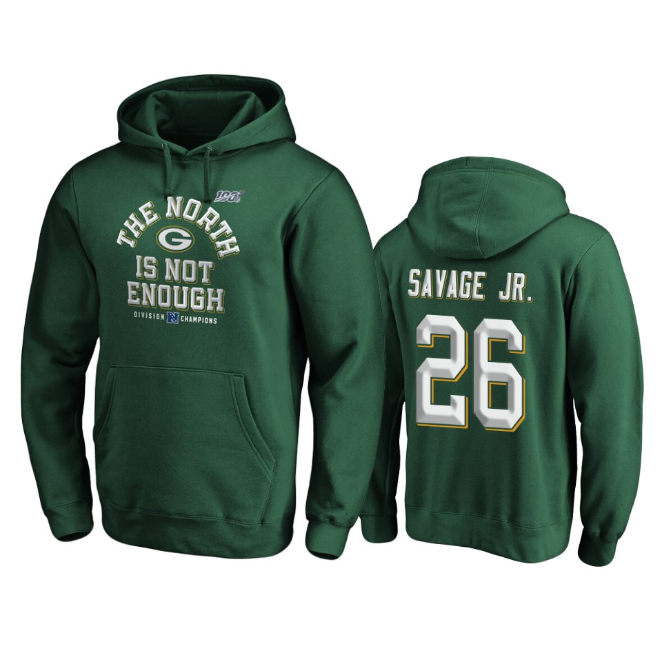 men's packers darnell savage jr. green 2019 nfc north division champions cover two pullover hoodie