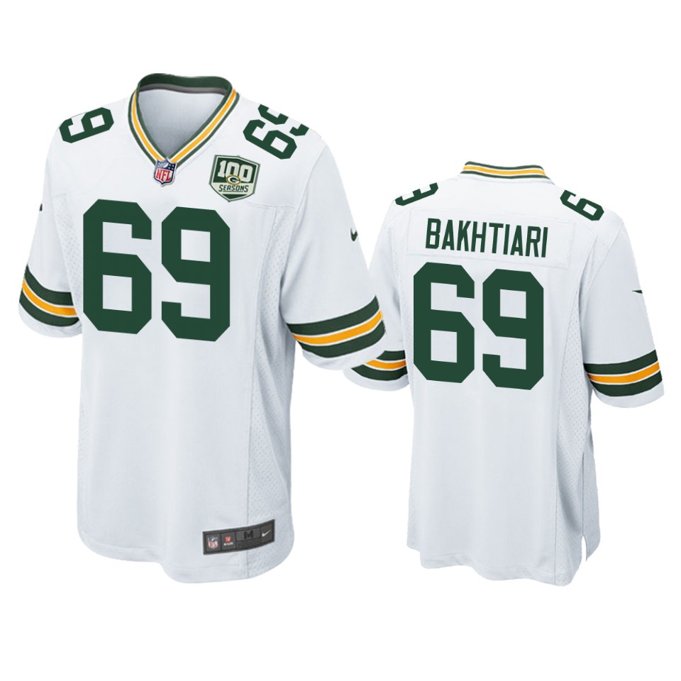 men's packers david bakhtiari white 100 seasons game jersey