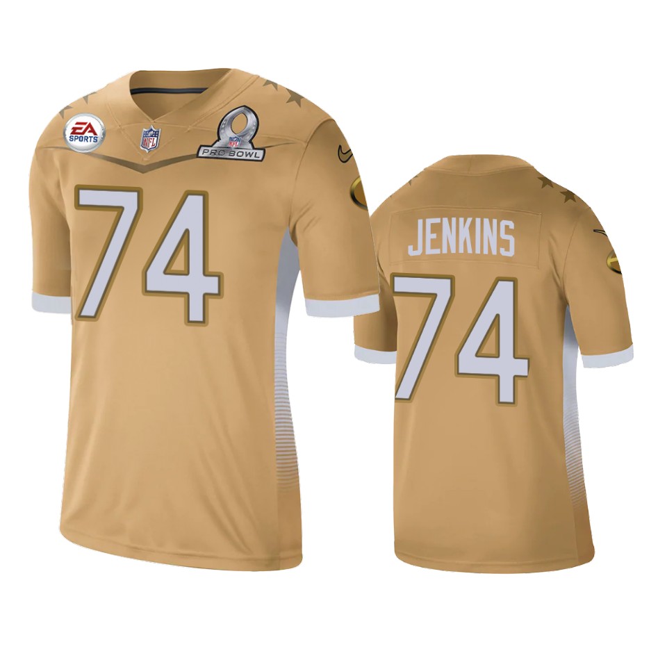 men's packers elgton jenkins gold 2021 nfc pro bowl game jersey