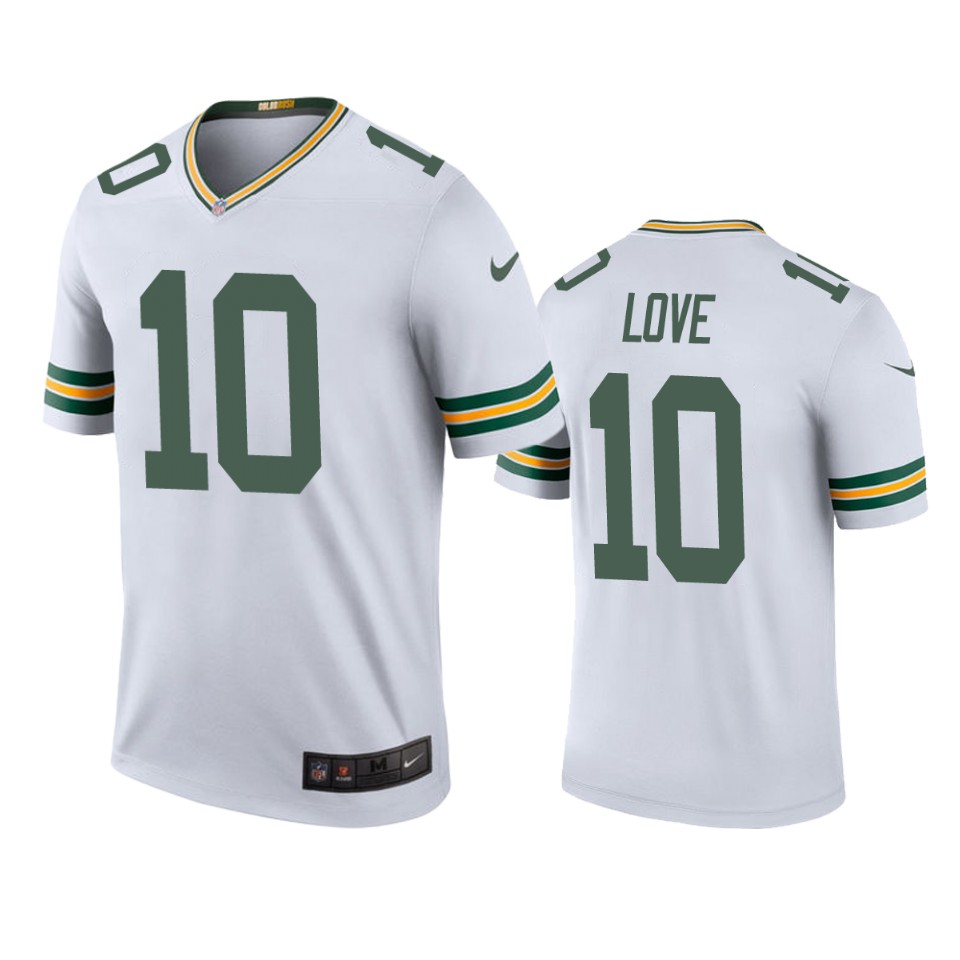 men's packers jordan love white color rush legend jersey