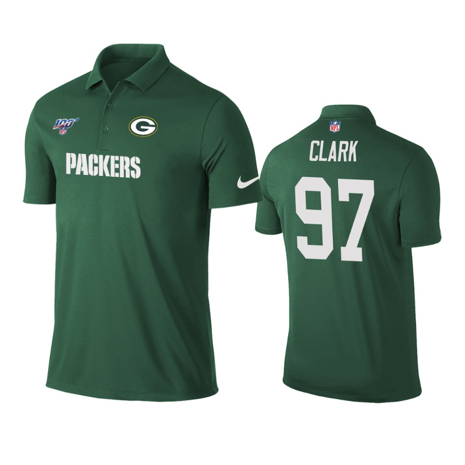men's packers kenny clark green 100th season polo