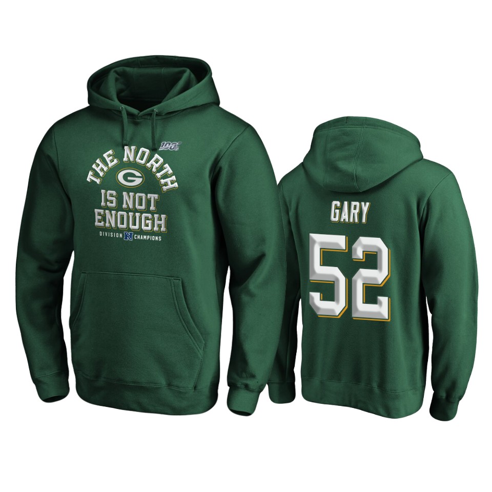 men's packers rashan gary green 2019 nfc north division champions cover two pullover hoodie