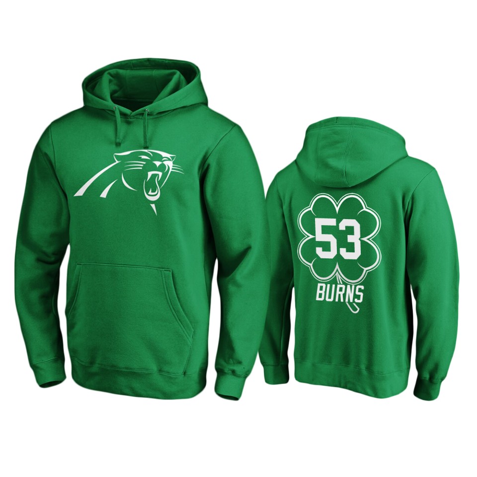 men's panthers brian burns green st. patrick's day white logo hoodie