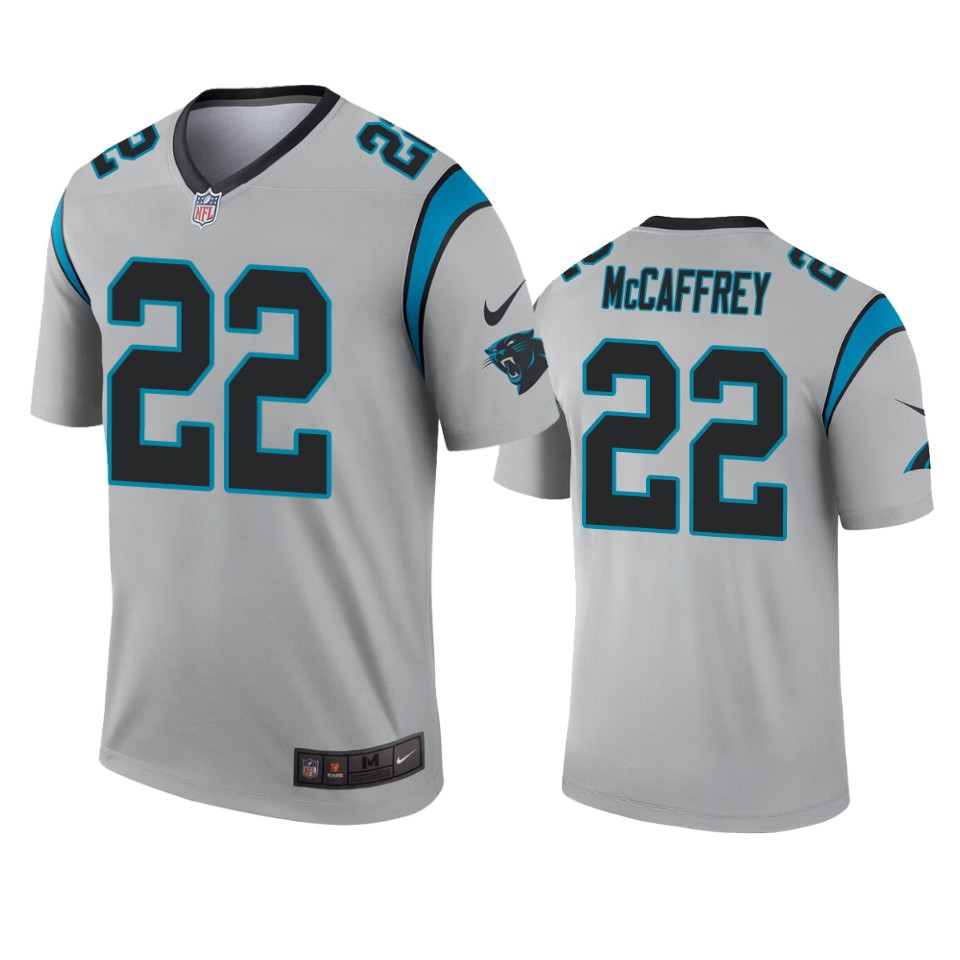 men's panthers christian mccaffrey silver inverted legend jersey