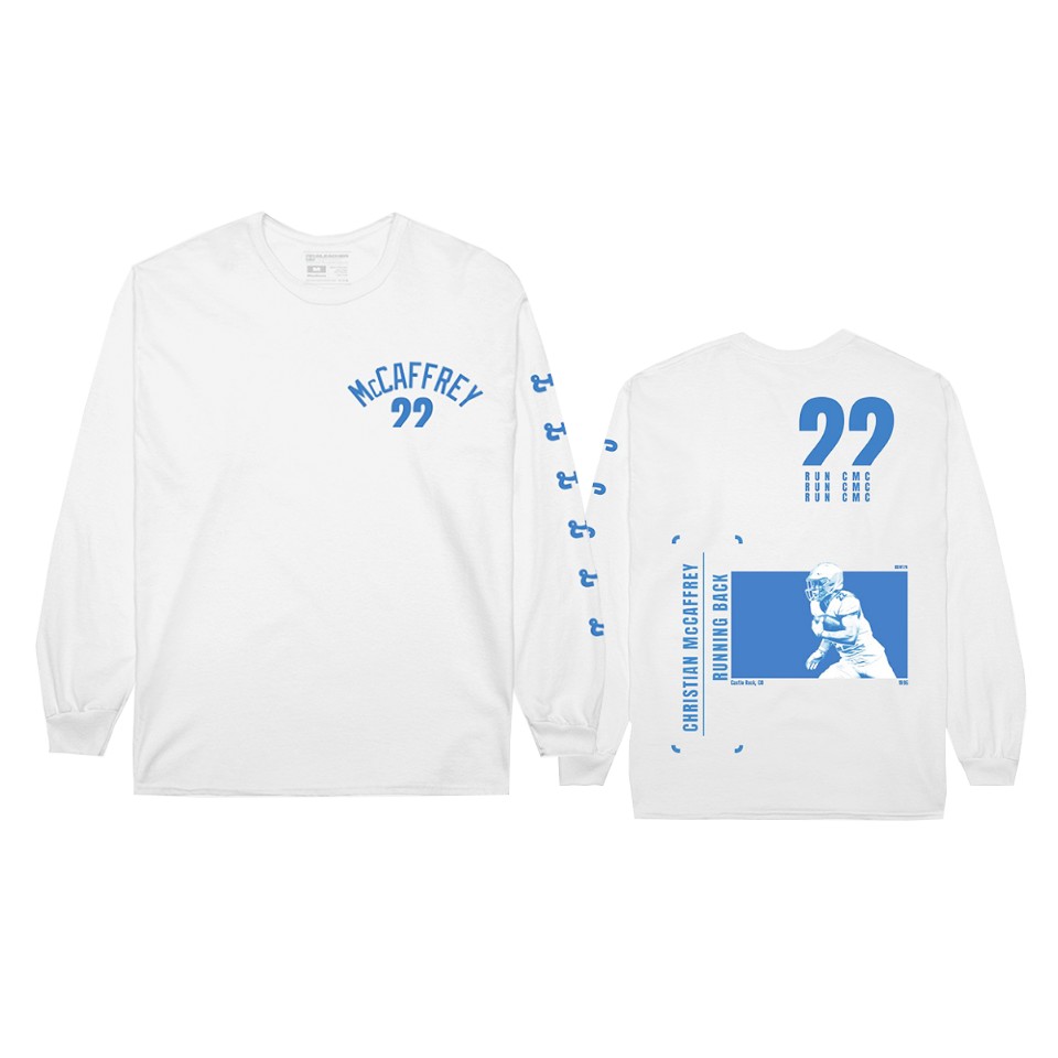 men's panthers christian mccaffrey white player graphic long sleeve t shirt