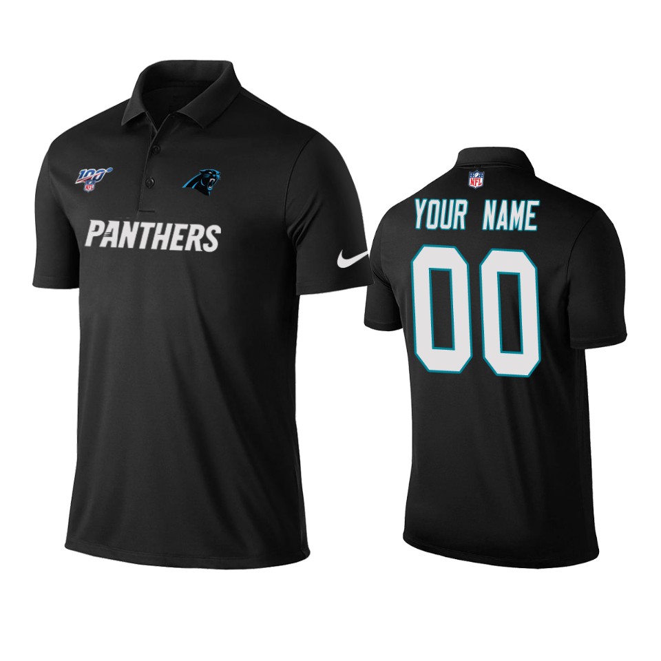 men's panthers custom black 100th season polo