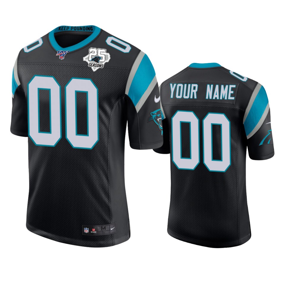 men's panthers custom black 25th season vapor limited jersey