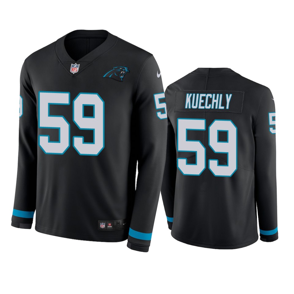 men's panthers luke kuechly black therma long sleeve jersey