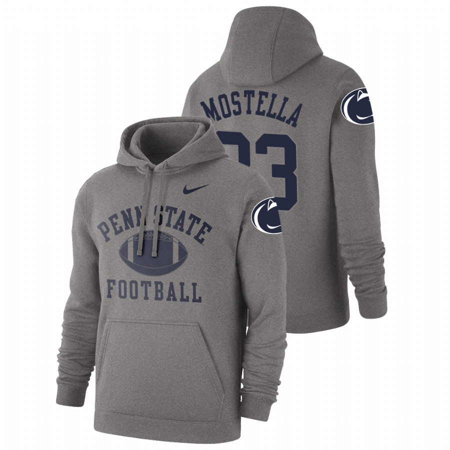 men's penn state nittany lions bryce mostella pullover heathered gray retro football hoodie