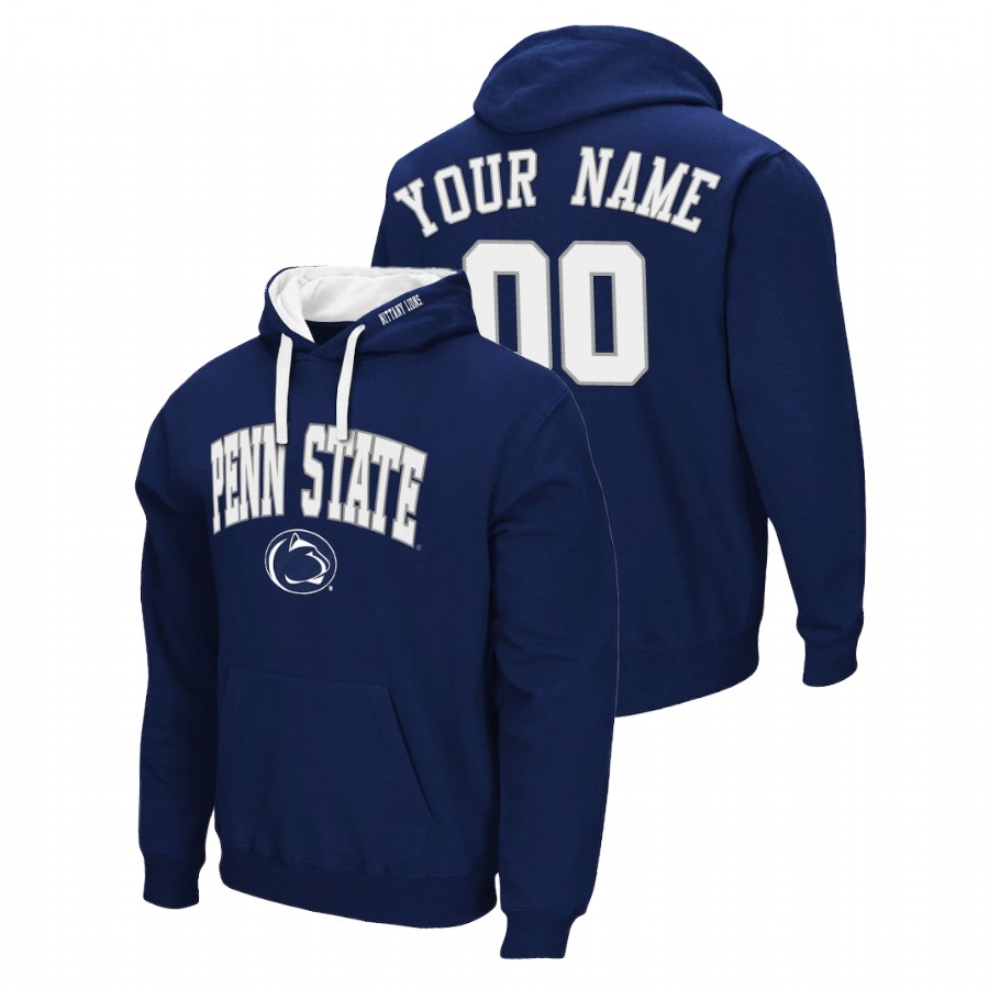 men's penn state nittany lions custom pullover navy arch & logo 2.0 hoodie