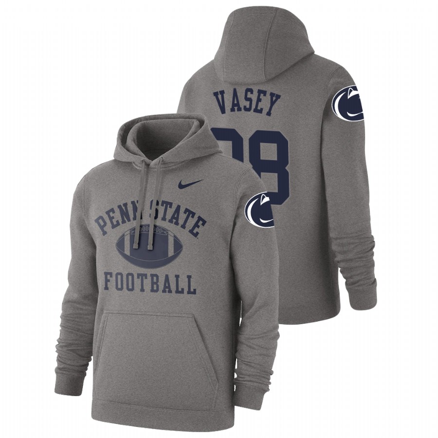 men's penn state nittany lions dan vasey pullover heathered gray retro football hoodie